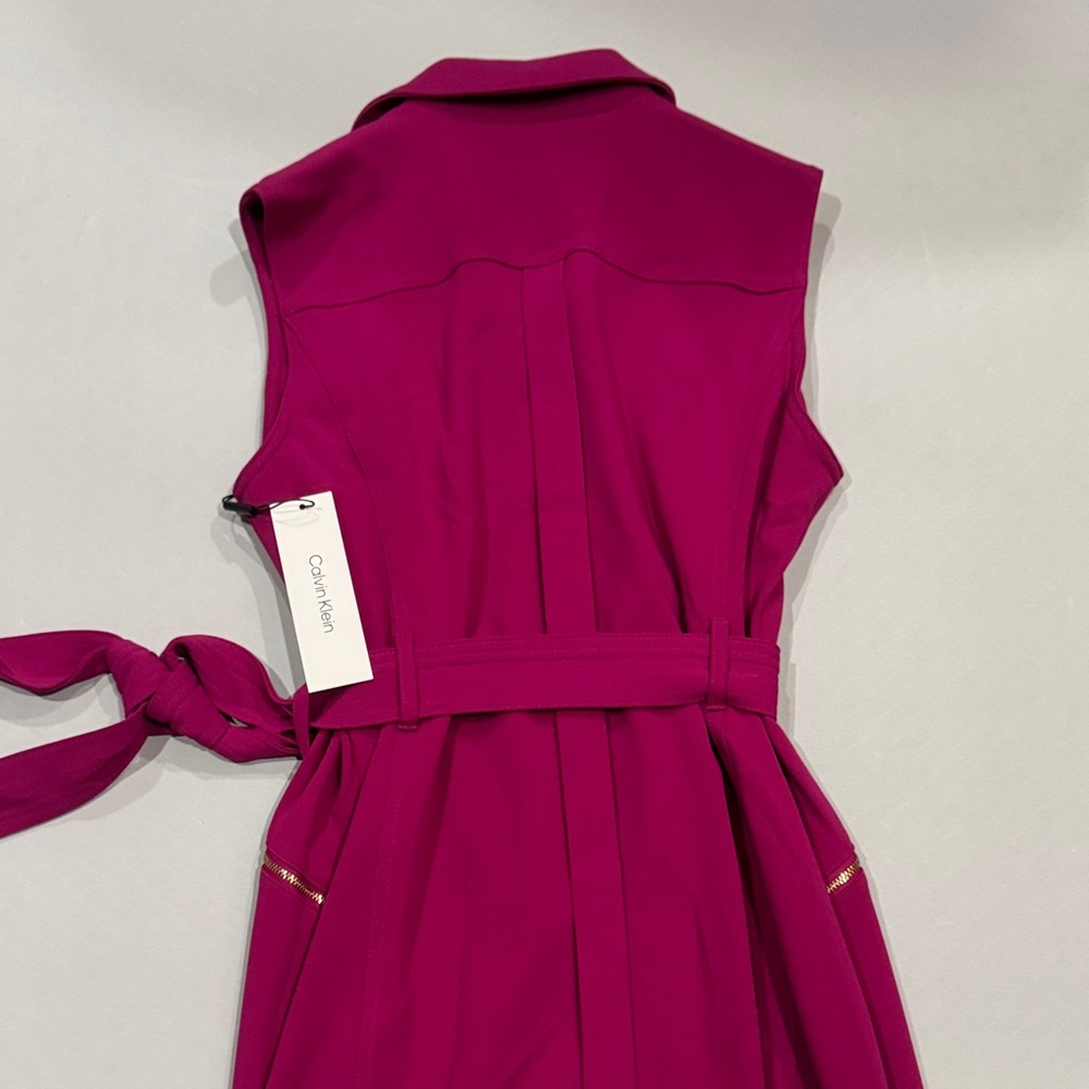 Calvin Klein Magenta Midi Dress with Gold Zipper - Picture 5 of 6